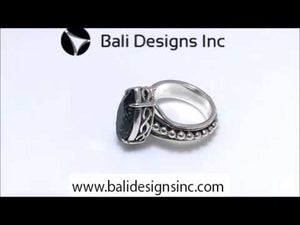 Wholesale Sterling Silver Green Quartz Ring With Marquise Cut & Beaded Band Design Handcrafted In Bali