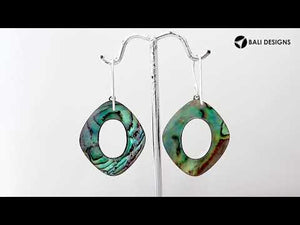 925 Sterling Silver Abalone Shell Cushion Filigree Earrings