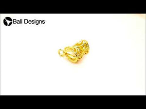 18K Gold Overlay Over Copper cutwork jewelry bail and cap, handcrafted artisan pendant finding from India for wholesale jewelry supply