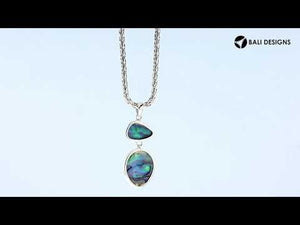 Sterling Silver Abalone Shell Dual Stone Designer Pendant For Wholesale Jewelry Buyers.