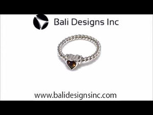 Wholesale Sterling Silver Citrine Quartz Heart Rope Ring – 925 Silver Jewelry From Bali