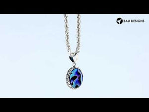 Sterling Silver Abalone Shell Round Pendant With Balinese Frame Design For Wholesale Buyers.