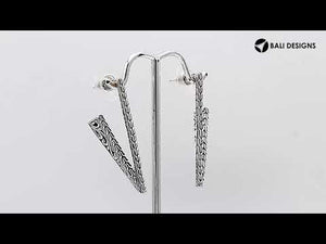 Sterling Silver V-Shaped Textured Earrings