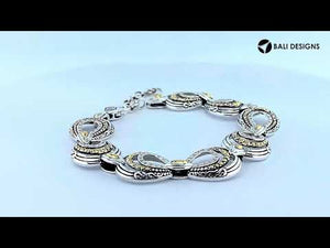 Wholesale Sterling Silver Bracelet With 18K Gold Diamond Infinity Links And Marquise Accents