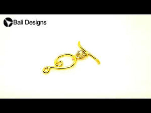18K Gold Overlay Swirl Toggle Clasp with curved bar, handcrafted in India