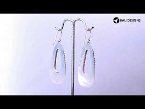 Mother Of Pearl Silver Designer Teardrop Earrings For Wholesale