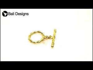 18K gold overlay toggle clasp with hexagonal twisted rope ring and matching bar, handcrafted jewelry finding from India