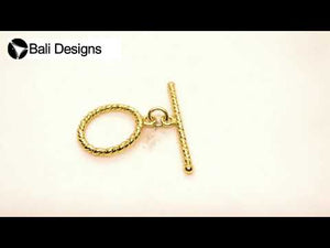 18K gold overlay toggle clasp with twisted rope ring and matching bar, handcrafted jewelry finding from India