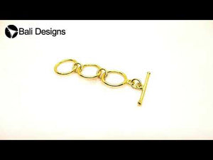 18K gold overlay round ring toggle clasp with polished finish, handcrafted in India, designed for wholesale jewelry making supplies.