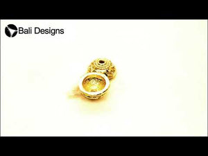 18K Gold Overlay Over Copper antique scroll texture bead cap with engraved detailing, handcrafted jewelry component from India.