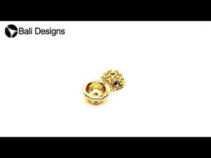 Handcrafted round floral dome bead cap with center hole made with 18K Gold Overlay Over Copper, handcrafted in India for wholesale jewelry manufacturing.