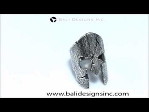 Sterling Silver handcrafted Spartan warrior helmet ring wholesale from Bali, Indonesia with oxidized antique finish