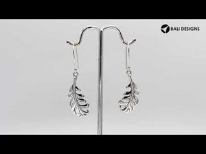 Wholesale Sterling Silver Feather Curve Drop Earrings With Polished Finish