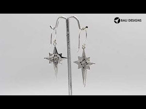 Wholesale Sterling Silver Delightful Charming Compass Shape Drop Earrings With Oxidized Finish And Balinese Craftsmanship