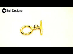 18K Gold Overlay Textured Round Toggle Clasp with polished golden finish, handcrafted in India