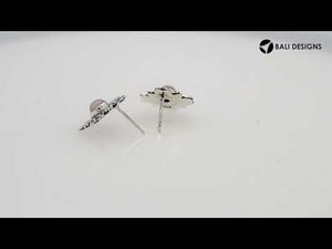 Sterling silver floral Pink Pearl stud earrings