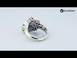 Sterling Silver And 18K Gold Diamond Square Balinese Ring