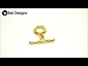 18K Gold Overlay Braided Toggle Clasp with polished golden finish, handcrafted in India