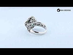 Sterling Silver Cushion Shape Designer Statement Ring With Green Amethyst Quartz For Wholesale