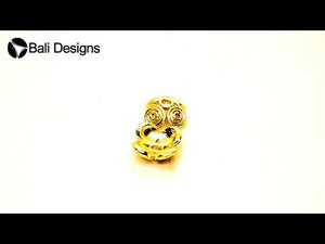 18K Gold Overlay Over Copper spiral texture bead cap with central hole, handcrafted jewelry component from India.