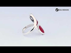 Sterling Silver Modern Open Shape Statement Ring With Turquoise Shell