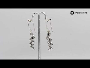 Wholesale Sterling Silver Delicate Leaf Branch Drop Earrings With Polished Finish And Balinese Craftsmanship