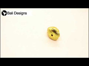 Five-petal floral textured spacer bead with 18K gold overlay over copper, handcrafted in India.