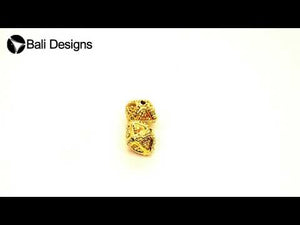 Handcrafted square filigree bead with 18K Gold Overlay Over Copper from India