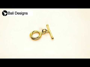 18K Gold Overlay Interlocking Double Ring Toggle Clasp with polished finish, handcrafted in India for wholesale jewelry making