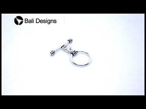 Silver Overlay round toggle clasp with polished finish and bar closure, wholesale jewelry finding for necklaces and bracelets.