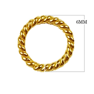 JOG-102-6MM 18K Gold Overlay Twisted Jump Ring Open Beads Bali Designs Inc