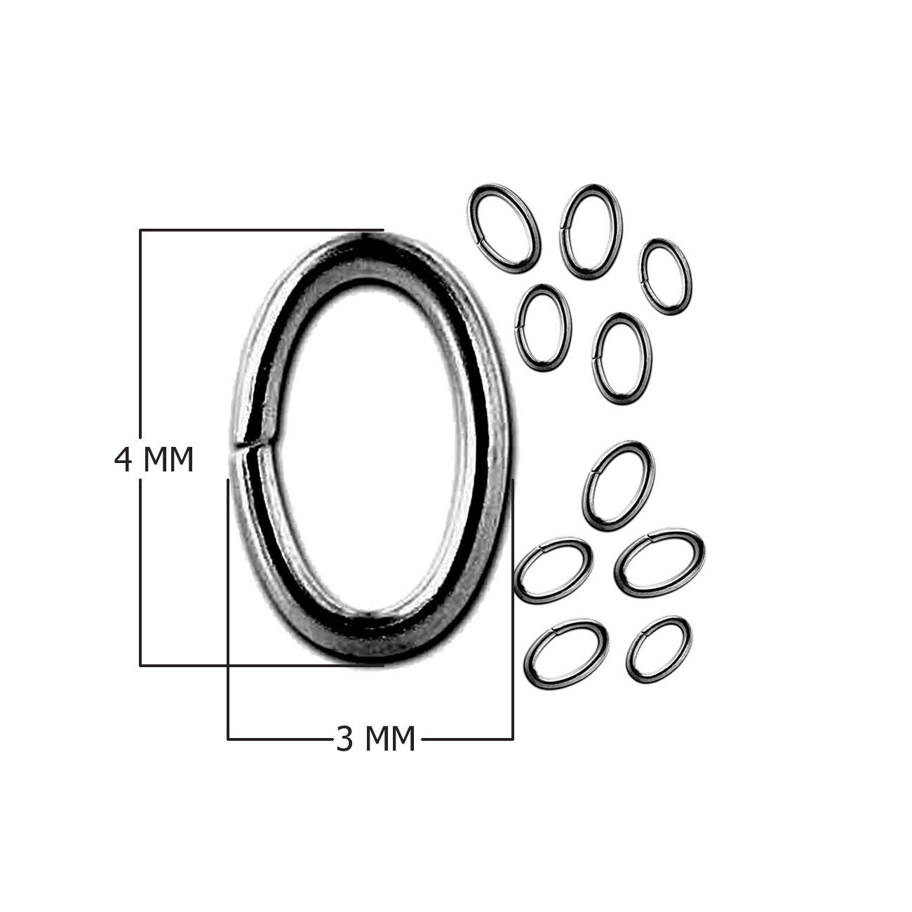 JOR-104-4X3MM Black Rhodium Overlay Oval Open Jump Ring Beads Bali Designs Inc