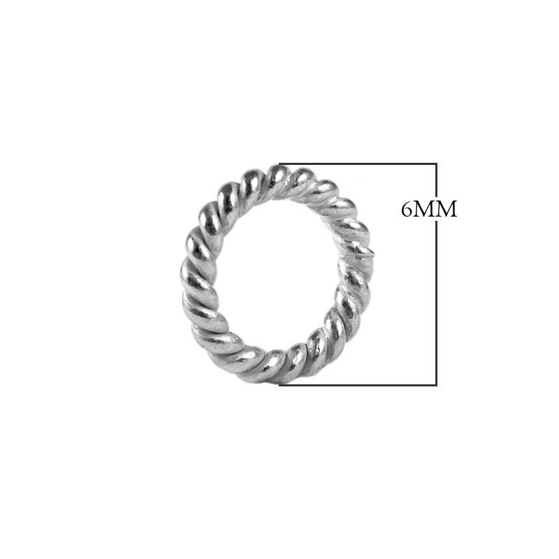 JOSF-105-6MM Silver Overlay Twisted Open Jump Ring Beads Bali Designs Inc