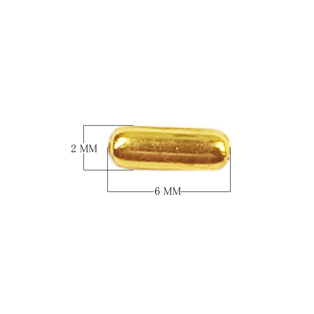 PG-119-6X2MM 18K Gold Overlay Tube Beads Bali Designs Inc 