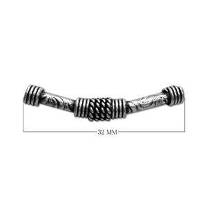 Silver overlay over copper rope tube bead handcrafted in India with oxidized silver finish for wholesale jewelry making