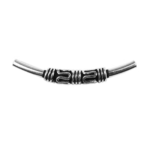 Silver overlay over copper decorative tube bead handcrafted in India with oxidized silver finish for wholesale jewelry making
