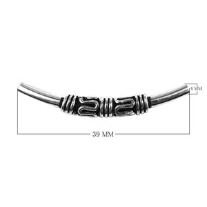 Silver overlay over copper decorative tube bead handcrafted in India with oxidized silver finish for wholesale jewelry making