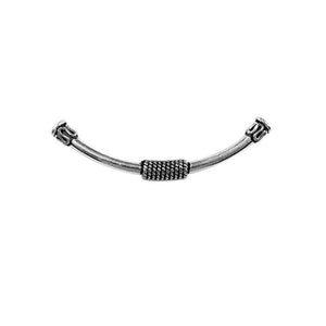 Silver overlay over copper granulated center tube bead handcrafted in India with oxidized silver finish for wholesale jewelry making