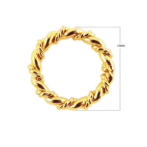 18K Gold Overlay Copper twisted rope style jewelry ring component with textured polished finish, handcrafted in India for wholesale jewelry manufacturing and professional design applications.
