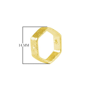 18K Gold Overlay Copper geometric open-form jewelry ring component with textured polished surface and functional side holes, handcrafted in India for wholesale jewelry manufacturing and professional use.