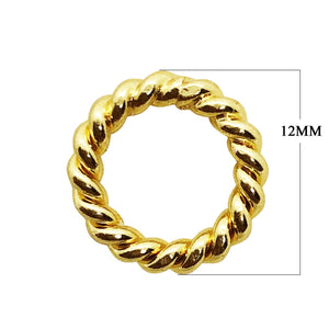 18K Gold Overlay Copper rope style jewelry ring component featuring a twisted circular design and polished gold surface, handcrafted in India for wholesale jewelry manufacturing and professional use.