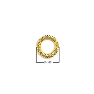 18K Gold Overlay Copper coiled spring style jewelry ring component featuring a tightly wound circular design and polished gold finish, handcrafted in India for wholesale jewelry manufacturing and professional design use.