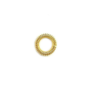 18K Gold Overlay Copper coiled spring style jewelry ring component featuring a tightly wound circular design and polished gold finish, handcrafted in India for wholesale jewelry manufacturing and professional design use.