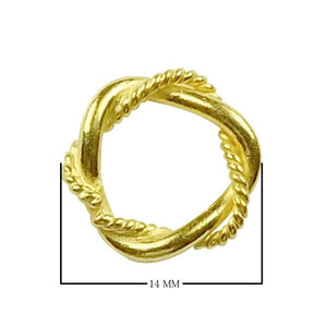 18K Gold Overlay Copper twisted rope pattern jewelry ring component with polished gold surface and alternating smooth texture, handcrafted in India for wholesale jewelry manufacturing and professional use.