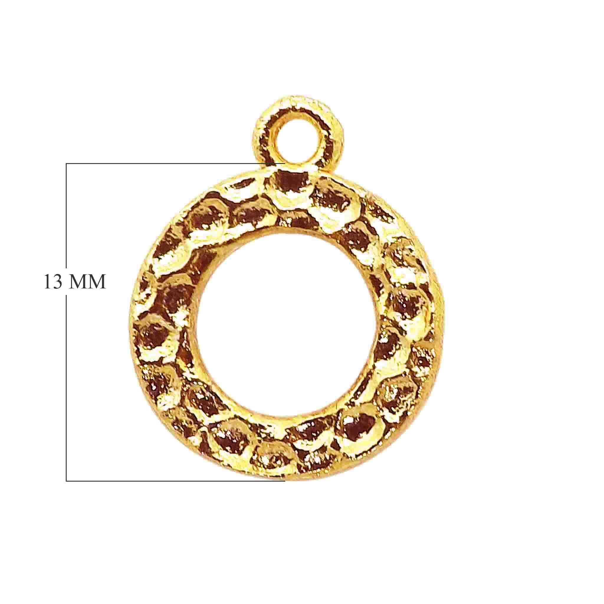 18K Gold Overlay Over Copper hammered circle charm handcrafted jewelry connector wholesale India