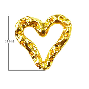 18K Gold Overlay textured heart connector handcrafted jewelry component wholesale India