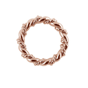 Braided rope style ring made with Rose Gold Overlay Over Copper, polished textured band, handcrafted in India