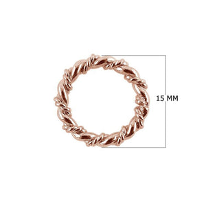 Braided rope style ring made with Rose Gold Overlay Over Copper, polished textured band, handcrafted in India