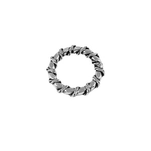 Linked twist silver overlay over copper ring blank with textured finish handcrafted in India for wholesale jewelry making