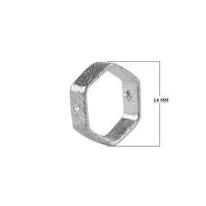 Hexagon open frame silver overlay over copper ring blank with wide band and side holes handcrafted in India for wholesale jewelry making